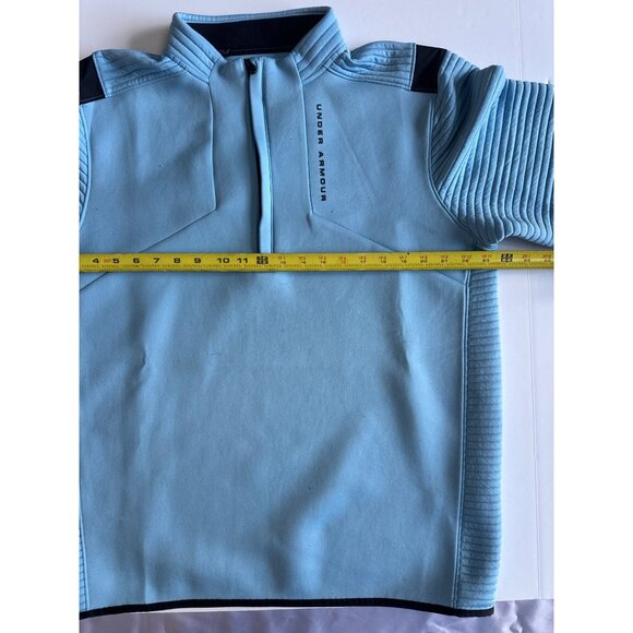 Under Armour Mens Blue Quarter-Zip Pullover With Padded Sleeves Xl - Picture 6 of 9